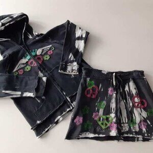 Tru Luv 100% Cotton Tie Dye 2 pc hoodie and drawstring skirt - M